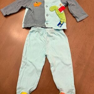 Taggies Green and Blue Baby Outfit 9 Months